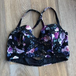 Torrid black floral size 2x bikini top.